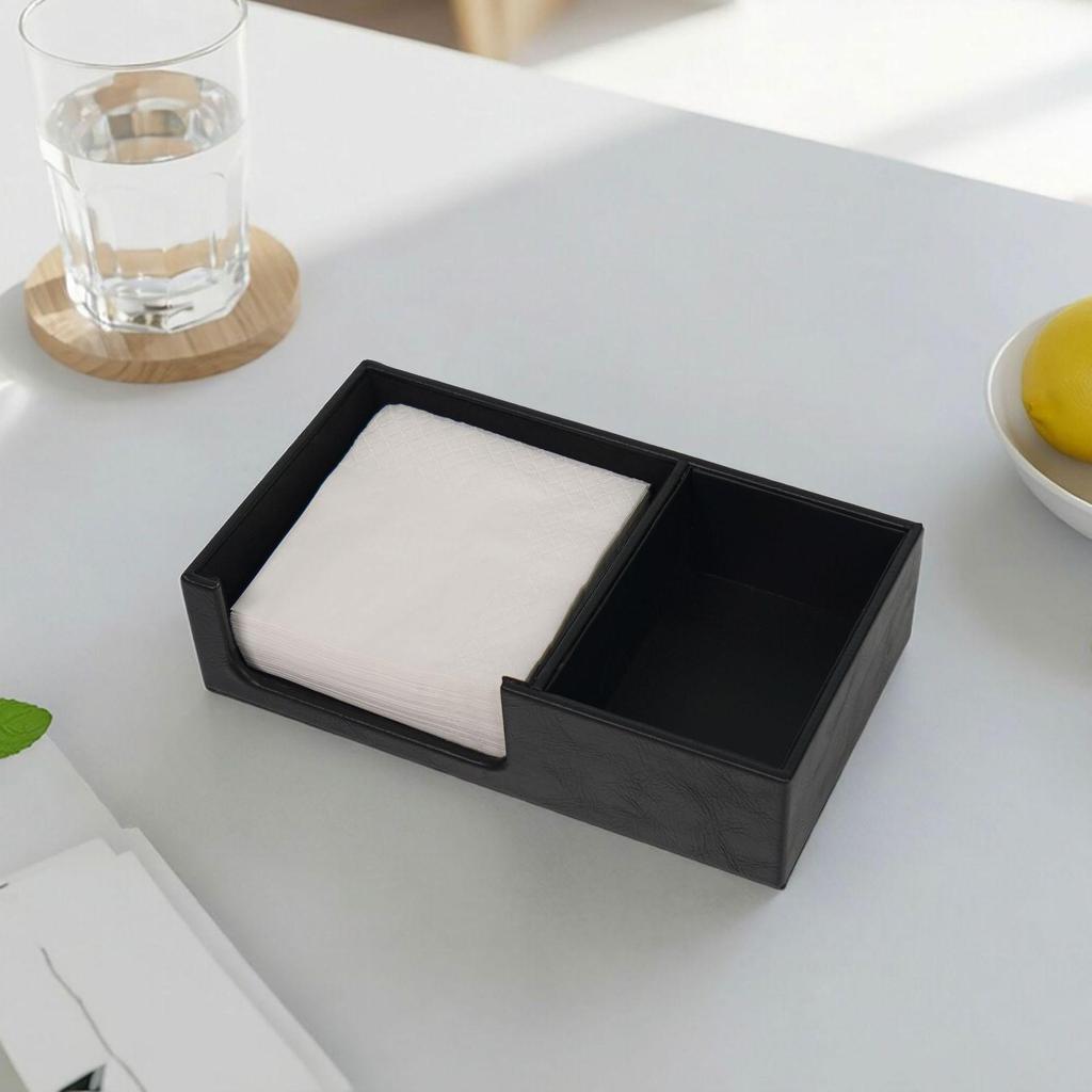 Square Leather Tissue Holder with Logo Printing - Creative Napkin Paper Storage Box for Hotels and Restaurants