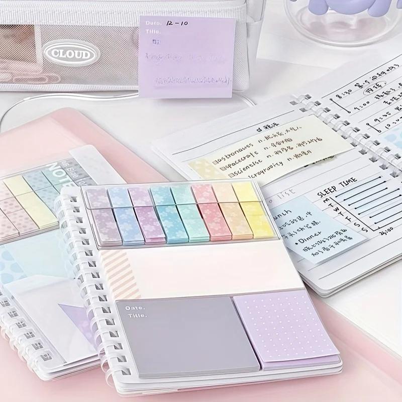 Pink Sticky Note Notebook Writable Relocatable Adhesive Labels Index Stickers Colorful Pages for Office and Home Organization
