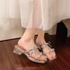Niche high-end rhinestone cool slippers fairy shoes outer wear temperament high-heeled sandals