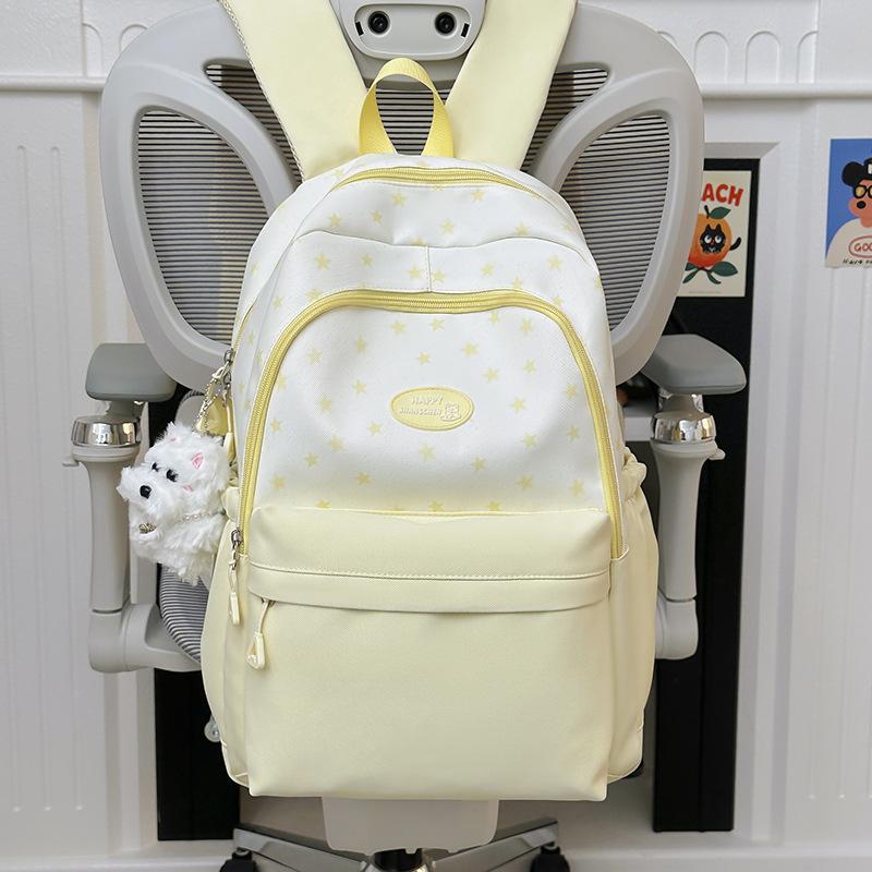 Schoolbag cute contrasting color backpack female star cute small fresh backpack student schoolbag high value simple leisure bag