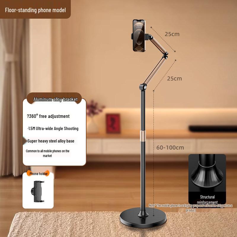 Height-Adjustable 360° Mobile Streaming & Overhead Phone Holder Stand