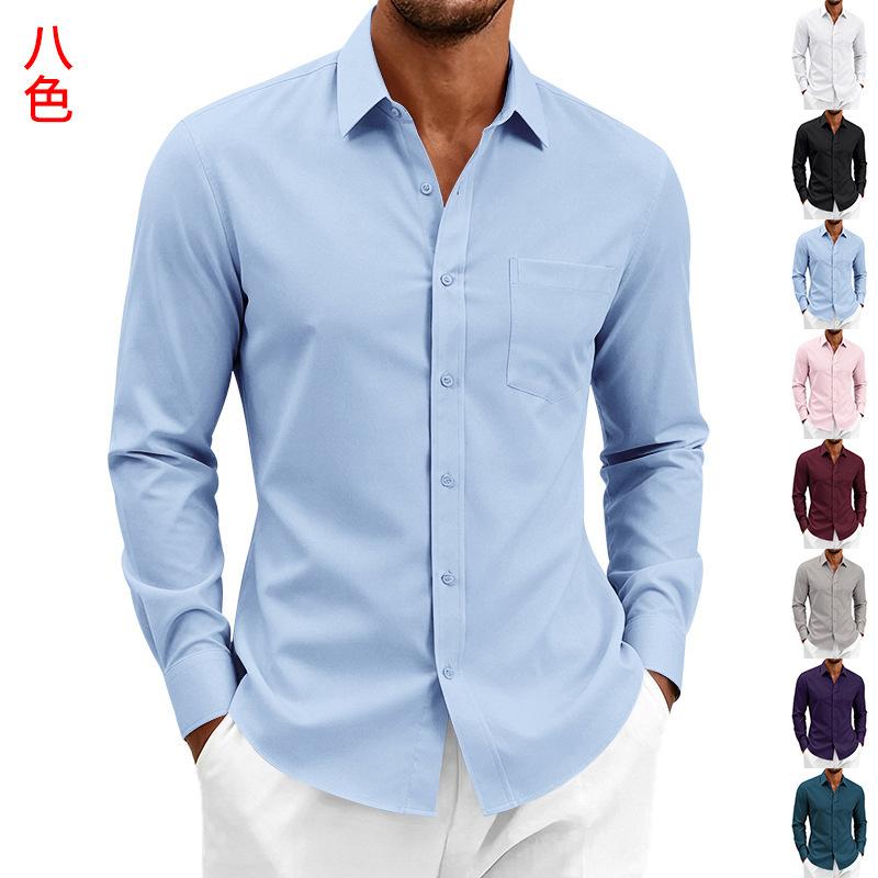 Men S Classic Casual Long Sleeve Button Down Solid Color Shirt