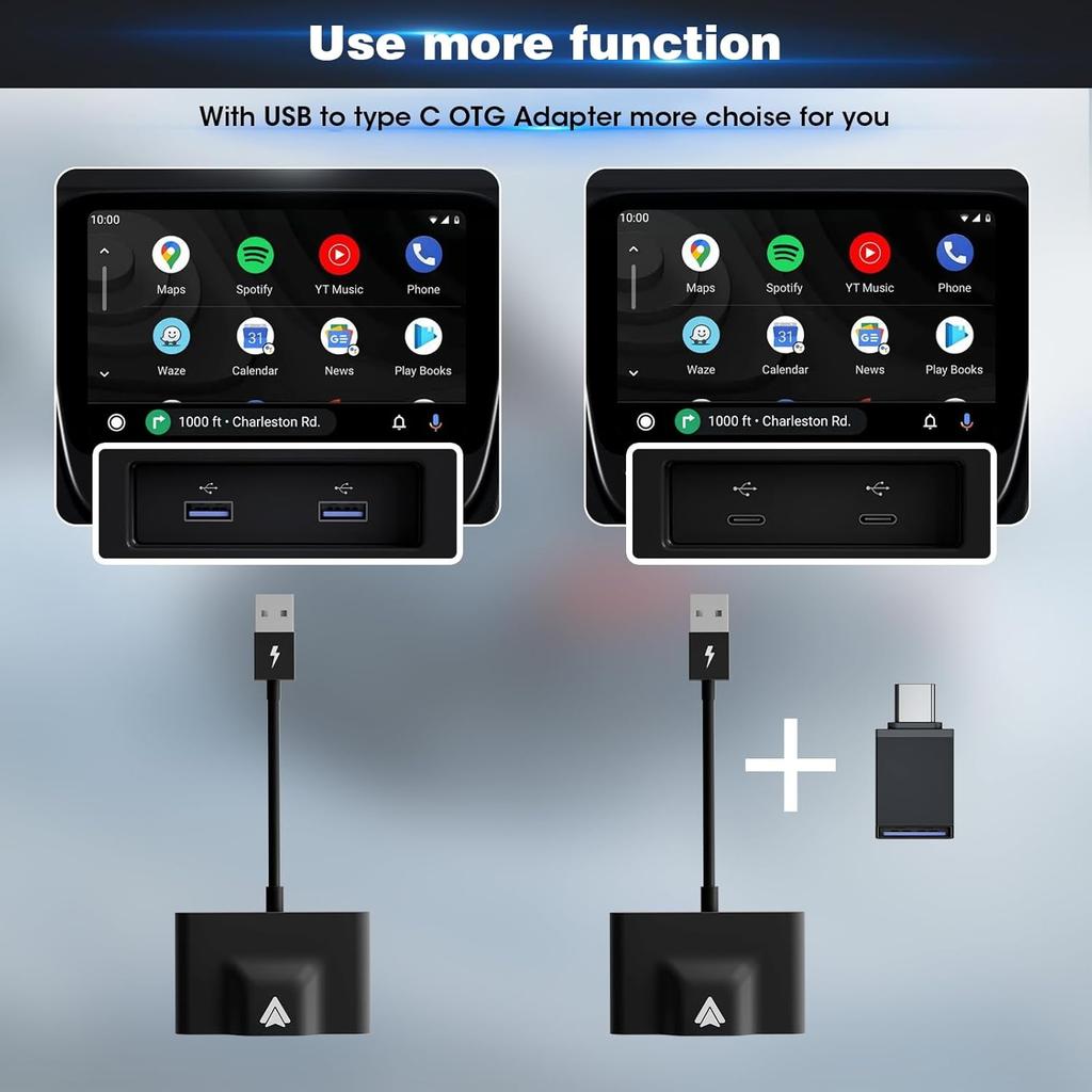 Wireless Carplay Android Auto Adapter,2024 Upgrade Plug & Play Dongle, Converts Wired CarPlay to Wireless,Works with All Original Wired CarPlay Cars