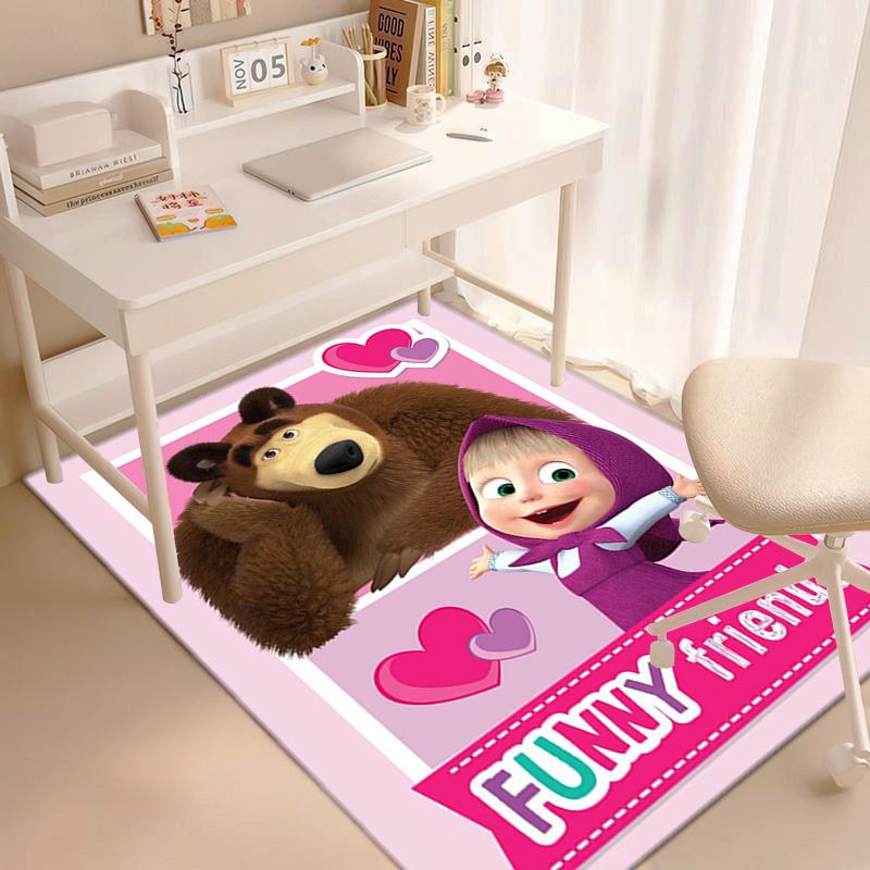 Russian animation Masha and the Bear Fairy Tale Cartoon Carpet Soft Home Living Room Bedroom Door Mat Outdoor Picnic Ground Mat rug T4