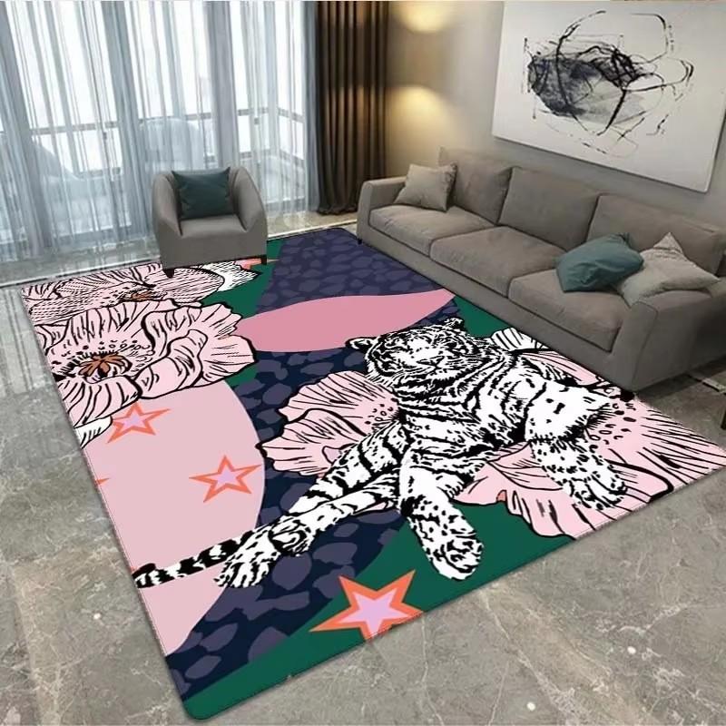 

Leopard & Floral Design Area Rug Large Washable Floor Mat for Living Room Bedroom Study Game Doormat Home Decor Carpet 40x60cm