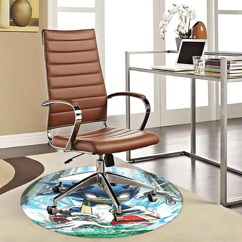 

1pc Sonic the Hedgehog Ice Cream Cone Round Carpet Anime Cartoon Design Office Chair Mat, NonSlip Rug for Home Decor, Living Room, Bedroom 80cm