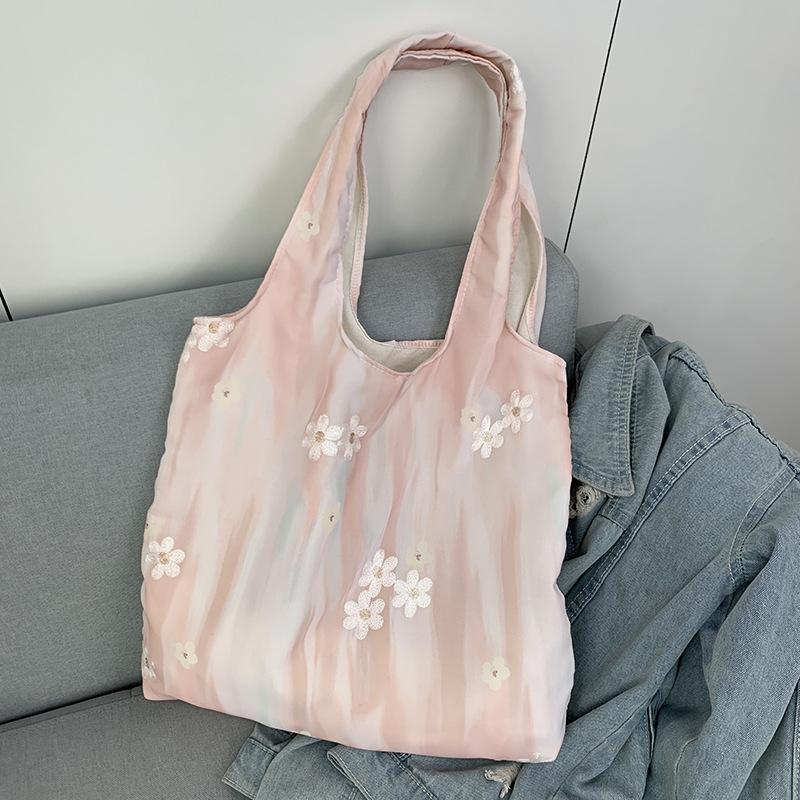 Embroidery Literary Ink Painting Small Fresh Canvas Bag
