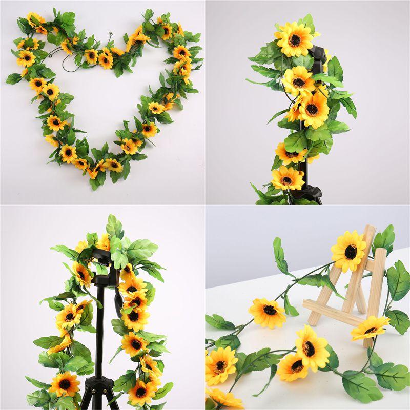 25 Meter Artificial Sunflower Garland With Vibrant Yellow And Orange Blooming Flowers For Elegant Home Decor