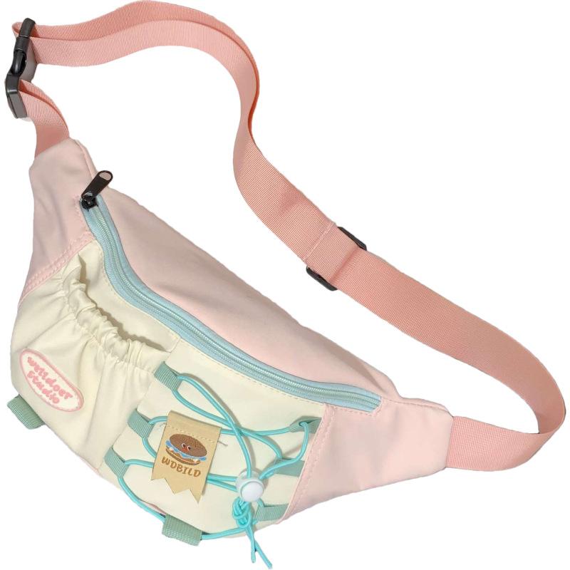 New Fashion Breast Bag Cute and Sweet Girl Shoulder Messenger Bag Large Capacity Casual Color Contrasting Commuter Fanny Pack