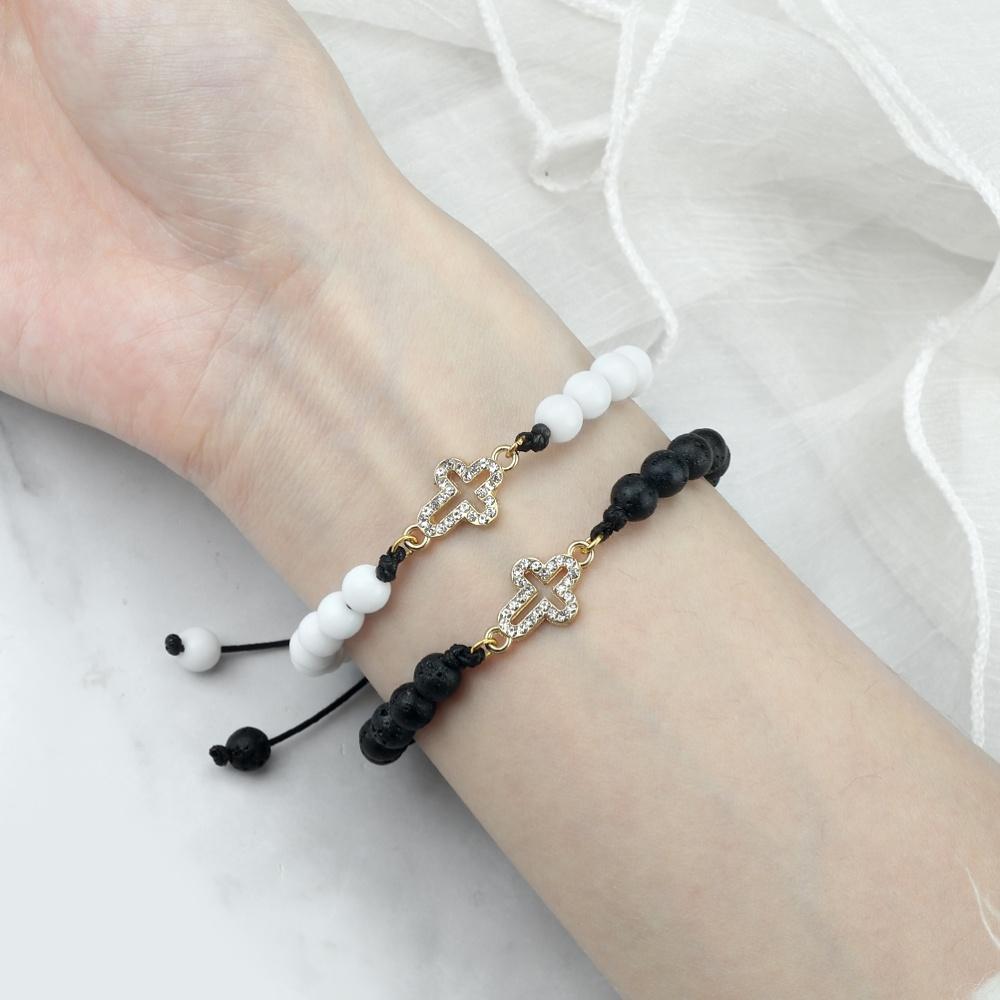 6mm Black Matte Bracelet Hollow Out Cross Pendant For Men And Women Catholic Christian Gothic Necklace Chain Unisex Jewelry Gift