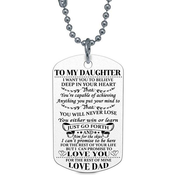 Necklace Fashion To My Son Daughter Dad Mom Dog Tag Birthday Gift Kids For
