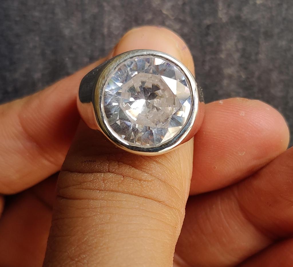 Clear Quartz Ring, Signet Ring, 925 Solid Sterling Silver Ring, Diamond Cut Gemstone Ring, Women Ring, Men's Ring