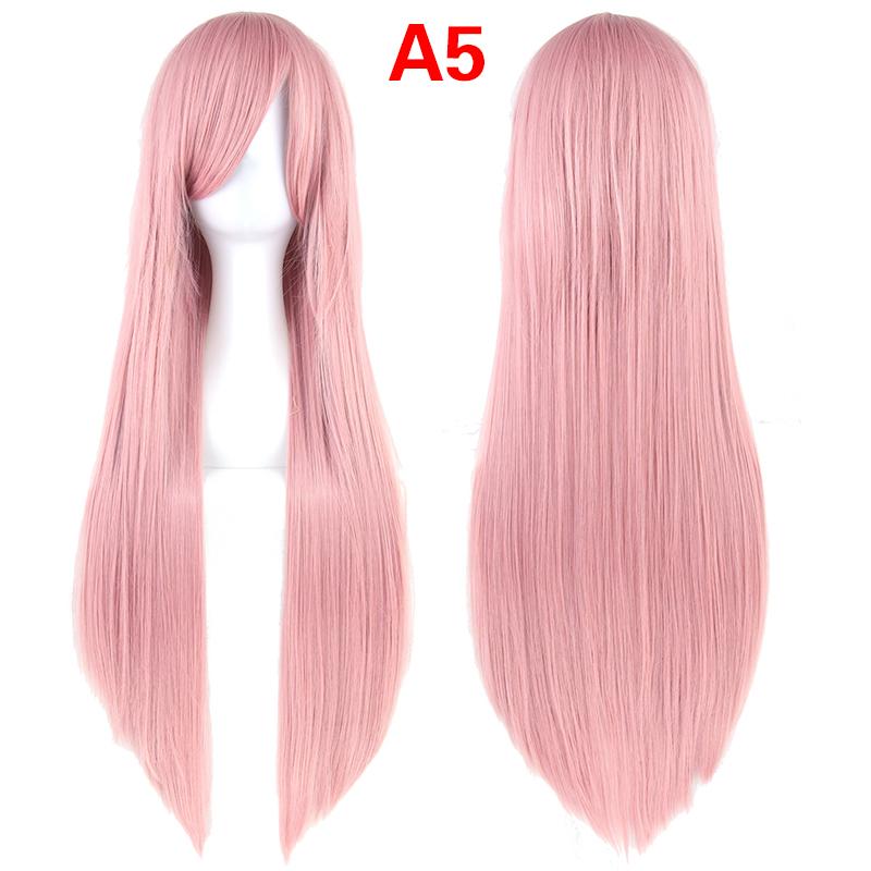 Universal Synthetic Colorful Long Straight Cosplay Wigs Natural 80Cm Hair Extensions Lolita Masquerade Party Hairstyle