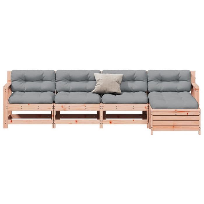 VidaXL Salon de Jardin avec Coussins 5 pcs, Canapés de Terrasse, Ensemble de Meubles de Patio, Mobilier d'Extérieur, Bois 3250858