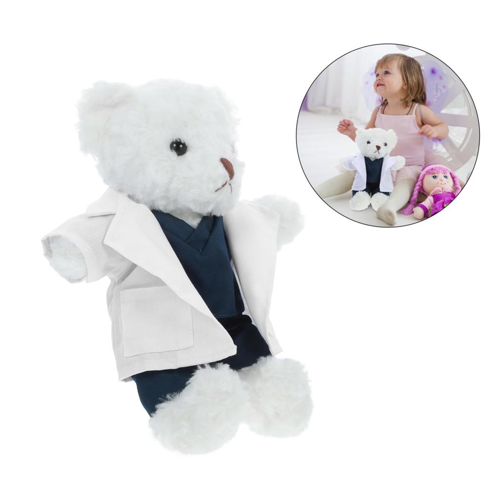 DECHOUS Doctor Bear Doll, Plush Toy Bear, 30cm, Animal Doctor Doll, PP Cotton, Recording Function, Doctor Bear (White)