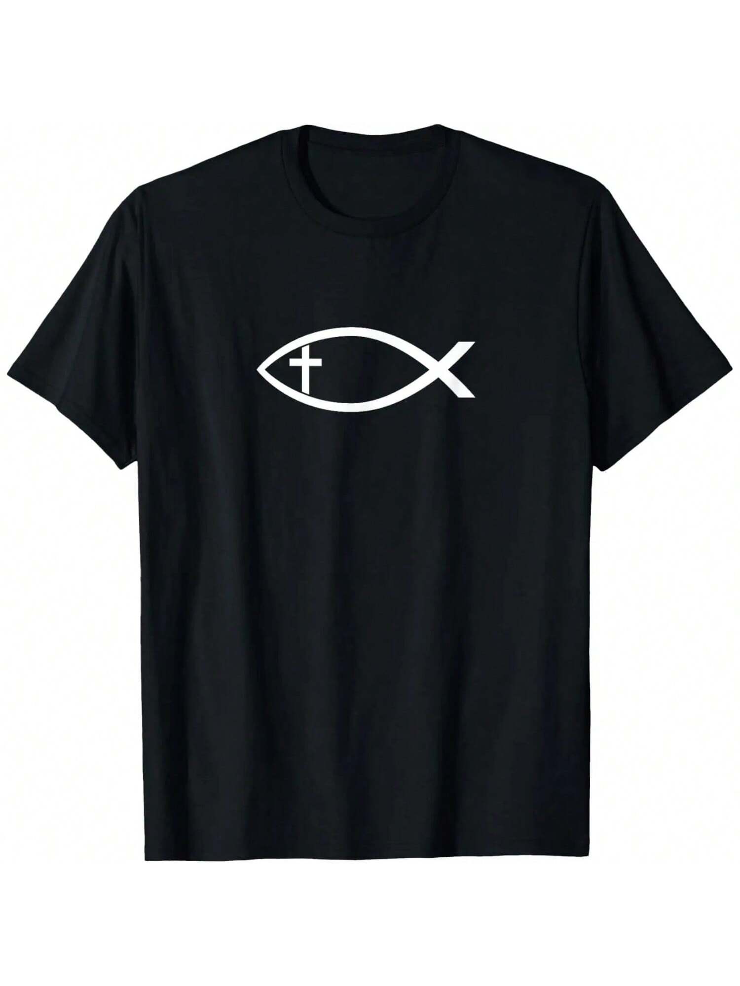 Ichthus With Cross Christian Fish Symbol Design T-Shirt S разноцветный