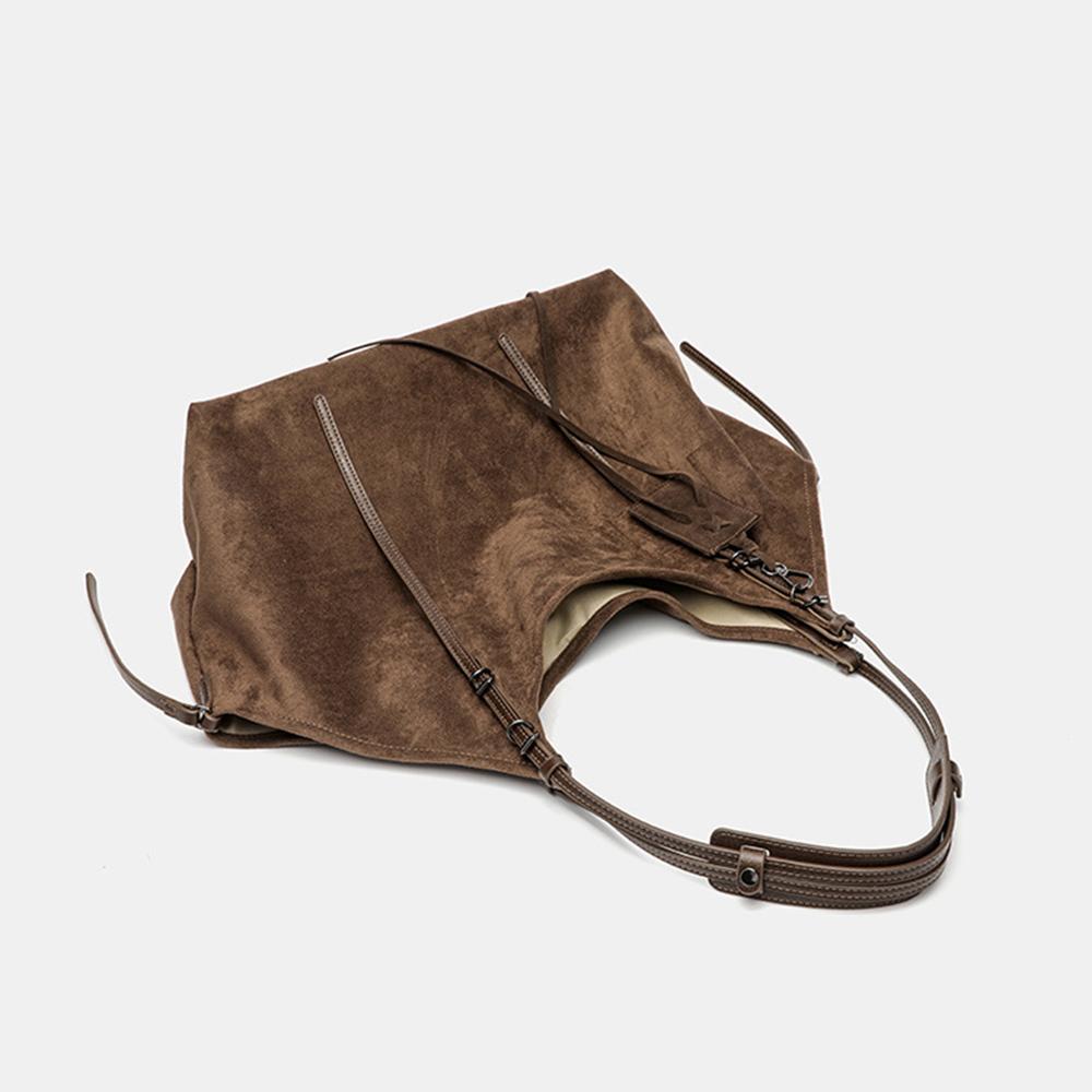Retro Faux Suede Tote Shoulder Bag Large Capacity Designer Bags for Women Handbags and Purses Shopper Commuting Bag Pouch