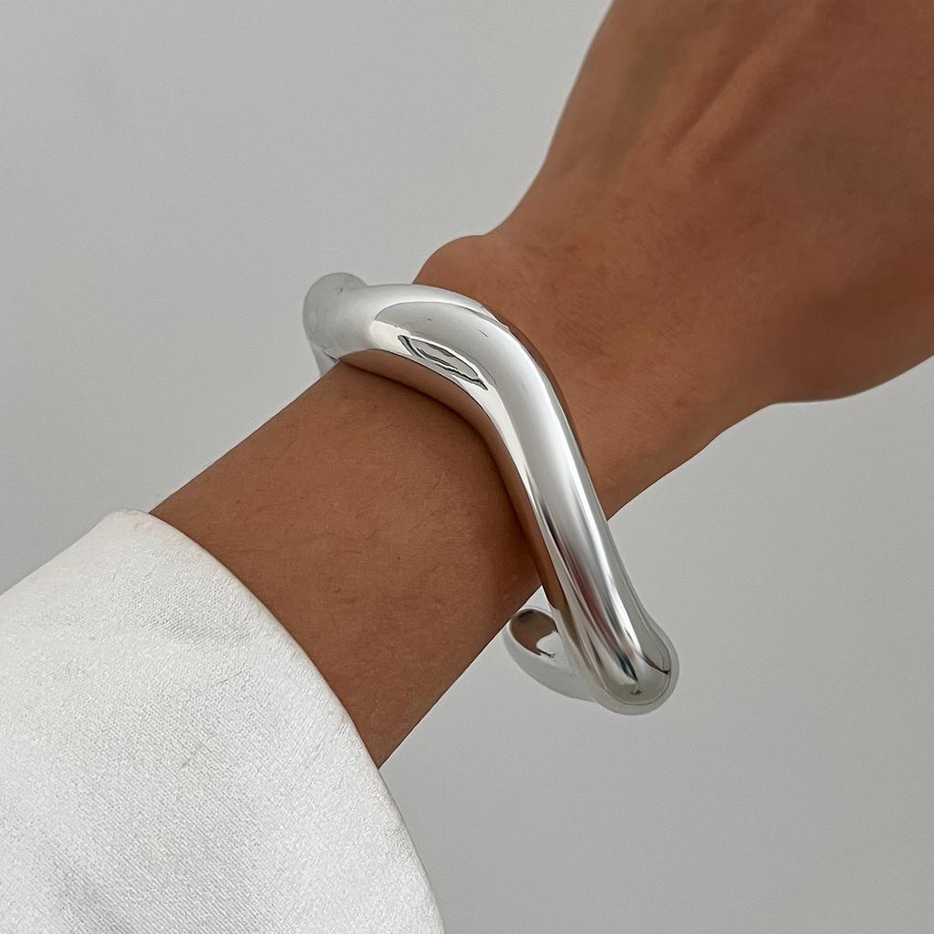 DIEZI Exaggerated Gold Silver Color CCB Cuff Bangles Vintage Punk Irregular Geometric Plastic Bangles Women Bracelet Men Jewelry