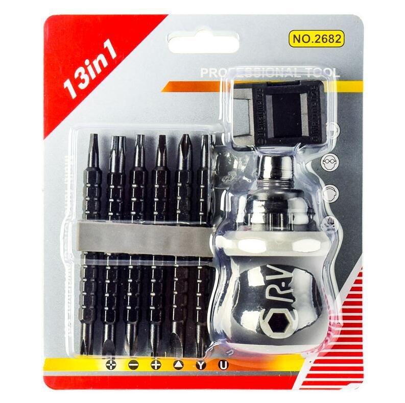 13-in-1 Insulated Non-Slip Dual-Use Phillips & Slotted Ratchet Screwdriver Set