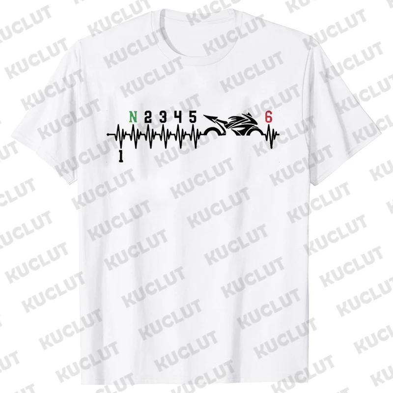 Casual Men T-Shirt Short Sleeve T-Shirt 1N23456 Motorcycle Gear Shift Heartbeat Biker Print Tops Men Clothing Fashion T-Shirt