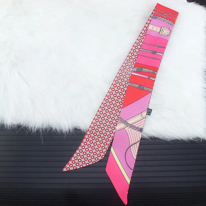 Women Silk Scarf Printed Series Hairband Neck Tie Foulard Beach Shawl Versatile Lady'S Fashion Accessory Binding Bag Ribbon