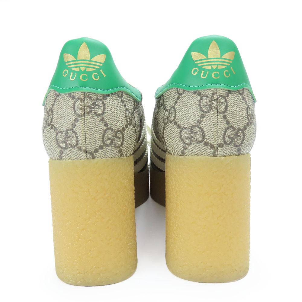 Used GUCCI sneakers Gajeel 725655 Adidas Collaboration 34 GG Supreme Canvas/leather beige green JP size around 8.7"