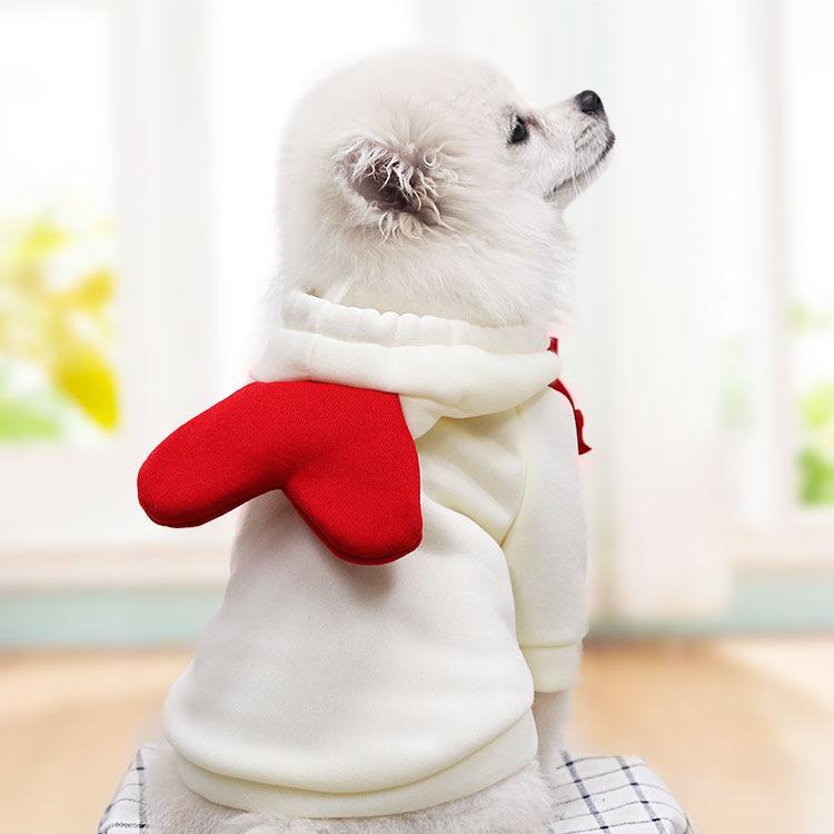 Defective Spring and Autumn Pet Clothes Pomeranian Corgi Cat Dog Red Heart Hooded Sweater