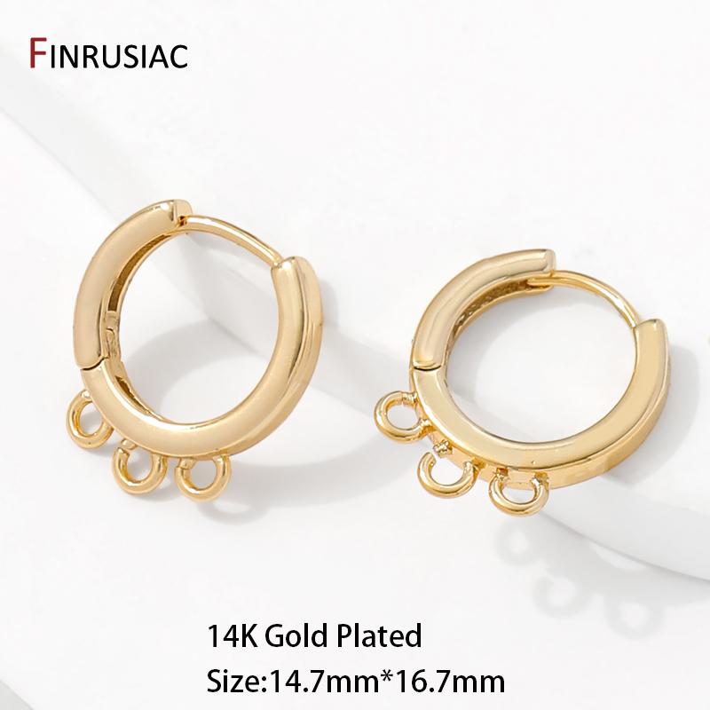 

Trendy 14K Gold Plated Brass French Hoop Earring Clasps with 3 and 5 Open Rings For DIY Dangle Earrings Making Supplies 1 pair