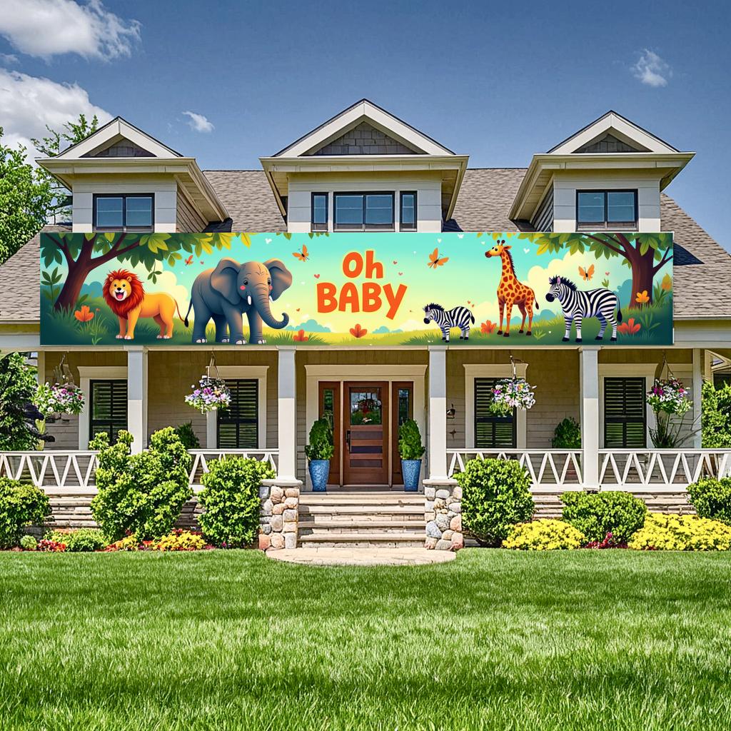 High-quality Party Backdrop Exotic Personalized Themed Zoo Animals Background Playful Birthday Banner for Nursery Decor