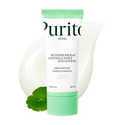 PURITO Wonder Relief Centella Daily Sun Lotion 60ml Centella Sunscreen Makeup Base Sensitive Skin Soothing Korean Cosmetics Purito Official SPF50+