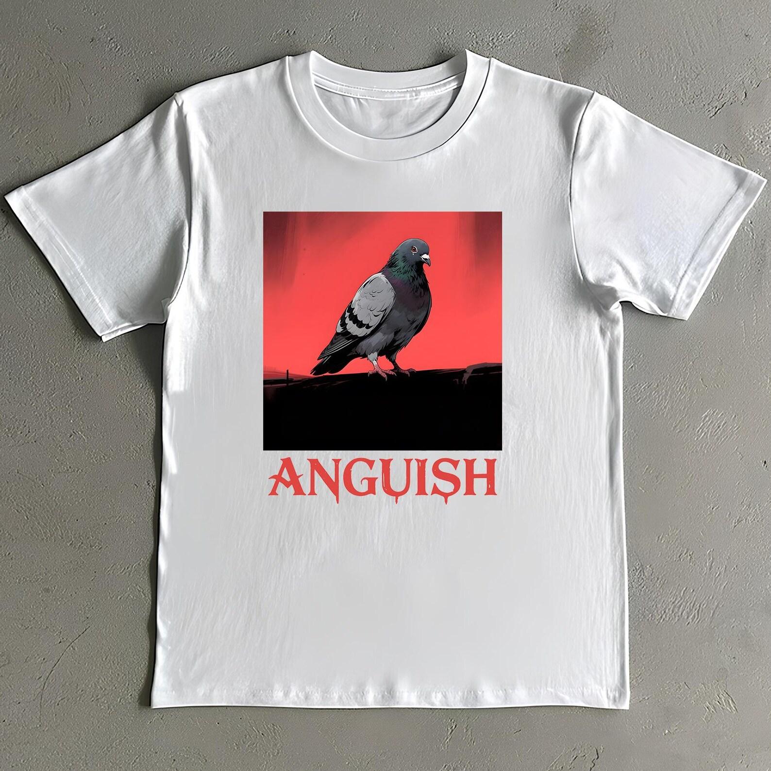 Anguish Pigeon T-Shirt: Funny Vintage Meme Tee L