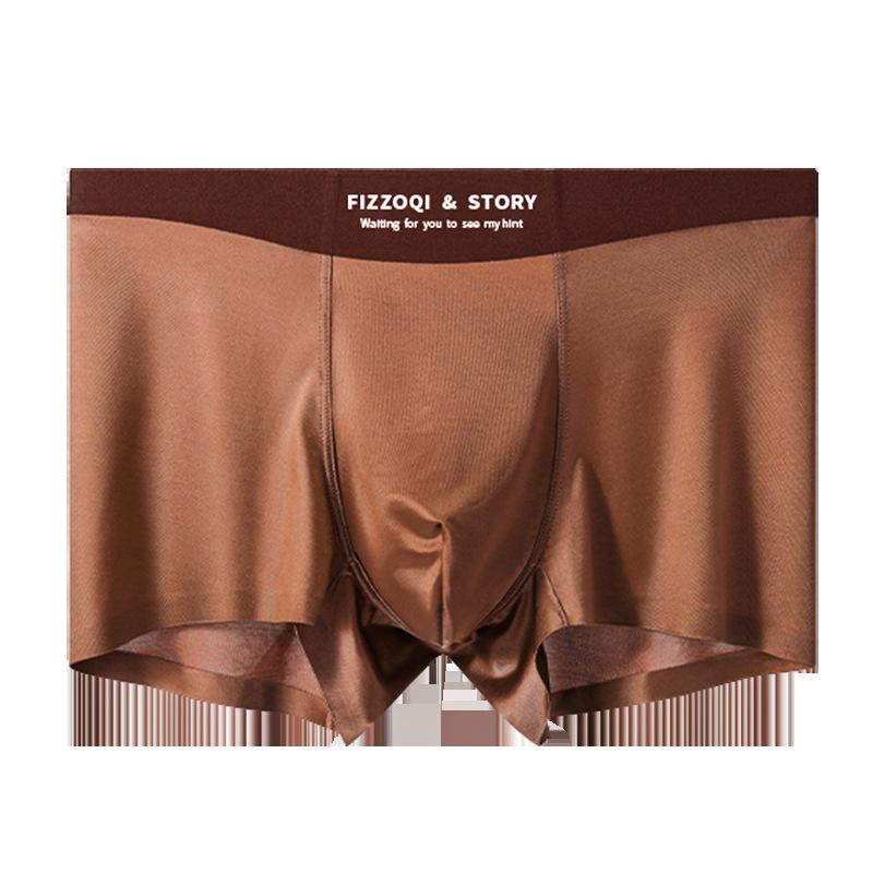 Men's Ice Silk Underwear Breathable Four Corner Solid Color Mid Waist Underwear