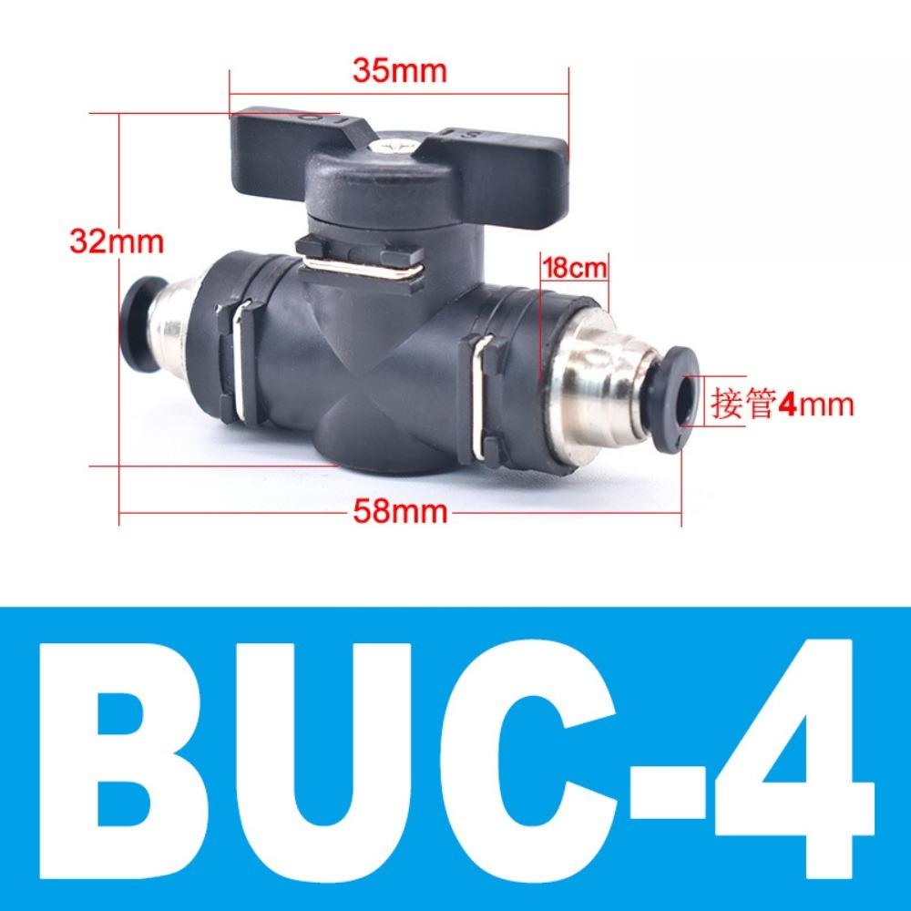 Type BUC 4mm 6mm 8mm 10mm 12mm Pneumatic Push In Quick Joint Connector Hand Valve To Turn Switch Manual Ball Current-limiting