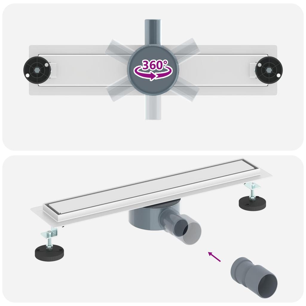 2 in 1 Shower Drain with 360 degrees Siphon Silver 54 x 11 x 9.5 cm