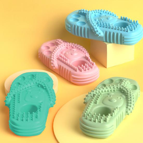 Jouet à mâcher pour chien en forme de pantoufle Caoutchouc Pantoufle Jouet de dentition pour chiot Jouet de nettoyage des dents pour mordeurs agressifs Mordiller Mâcher