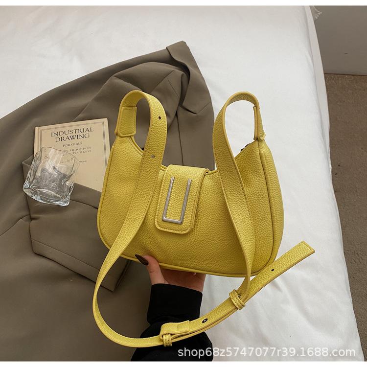 

Casual and simple 2025 retro niche versatile trendy fashion shoulder crossbody bag commuter solid color underarm bag синій