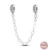 Star Moon Slide Safety Chains Charms 925 Sterling copper Heart Evil eyes Silicone Spacer Beads Fit Original Bracelet DIY Zircon