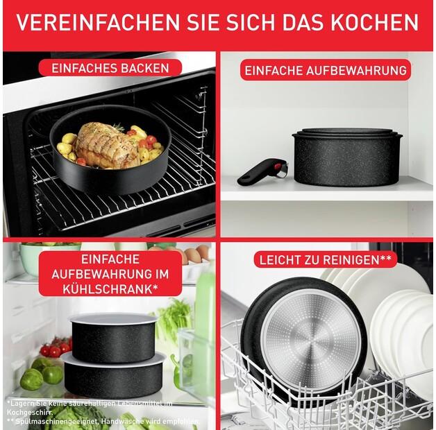 Набор сотейников Tefal L39996 Ingenio Black Stone, 4 штуки (L3999632)