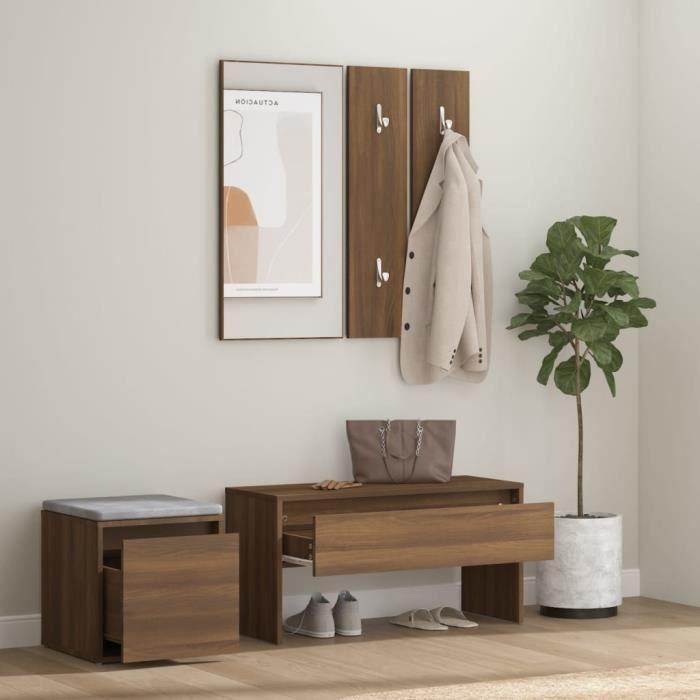 3120196 vidaXL Hallway Furniture Set Brown Oak Engineered Wood
