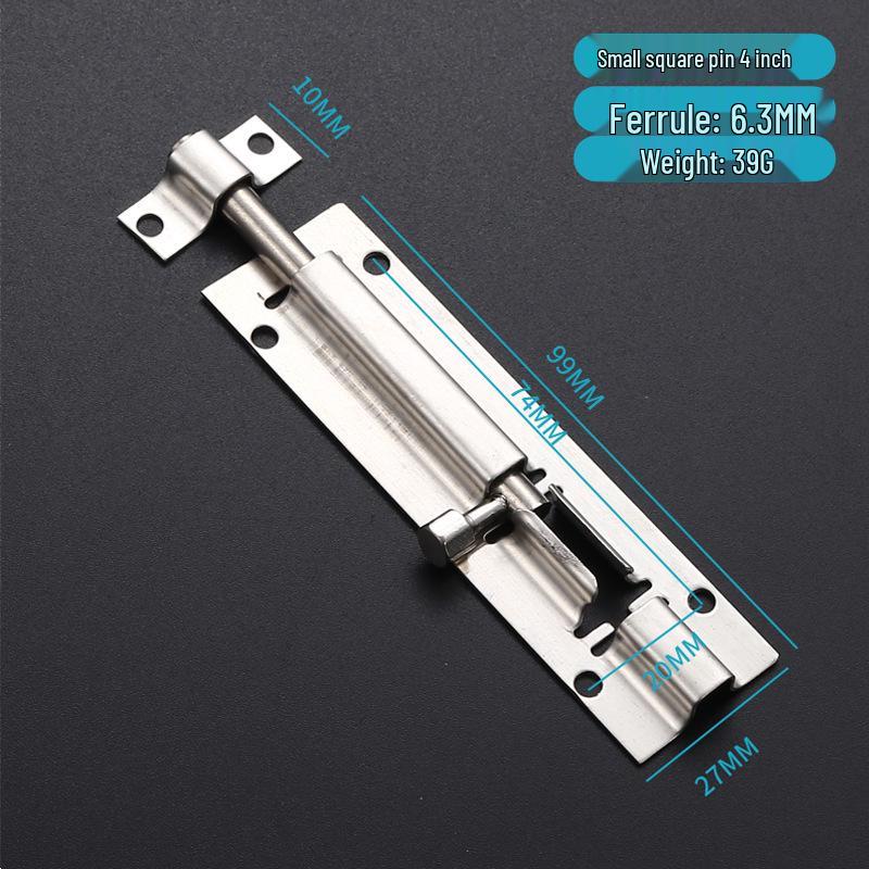 Thickened Stainless Steel Anti-Theft Door & Window Latch: Square Bolt for Cabinets & Doors, Surface-Mounted, Chinese Style