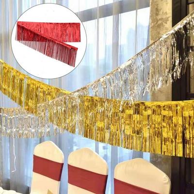 30*200cm Tassels Fringes Banner Shiny Rain Silk Curtain New Garland Curtain  For Wedding Birthday