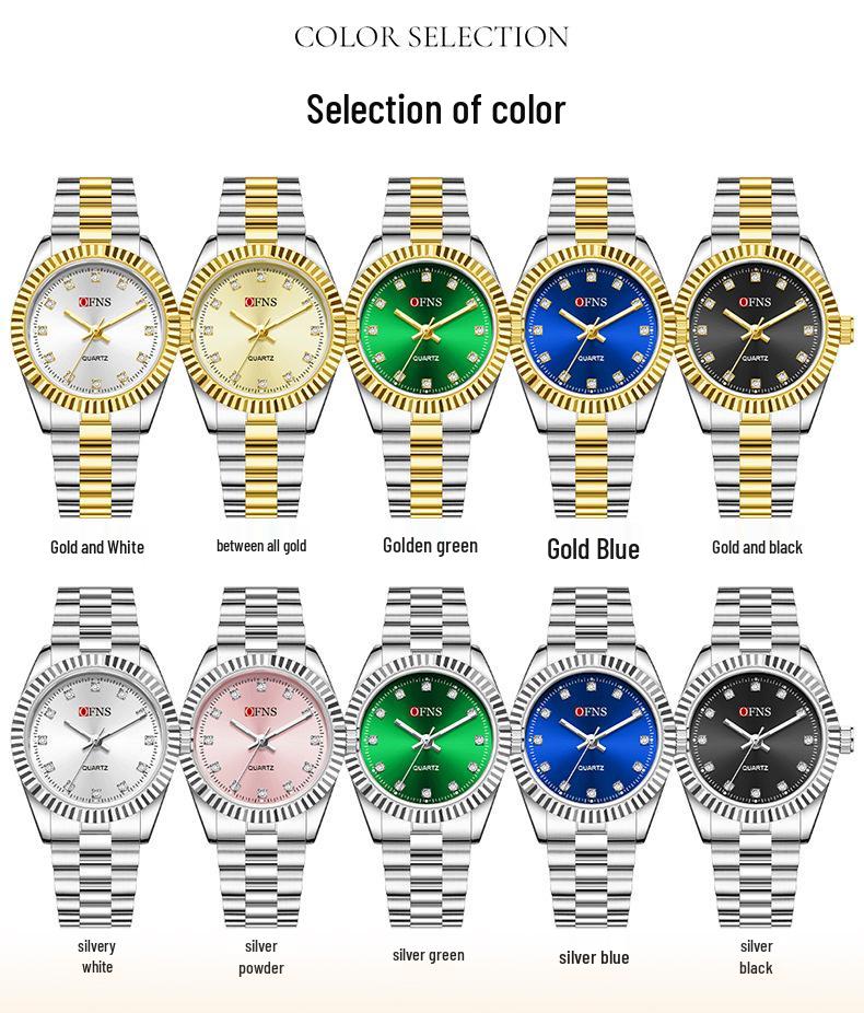 Oufanni Women's Luminous Quartz Waterproof Watch with Steel Band