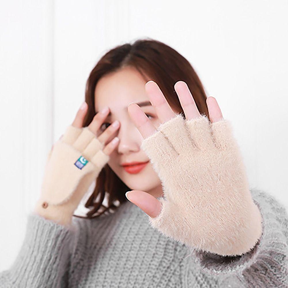 Thicken Winter Gloves Plush Glove Bracers Casual Students Finger Gloves  For Woman Girls