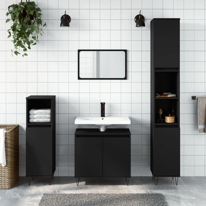 VidaXL Armoire de salle de bain noir 58x33x60 cm bois d'ingénierie 831581