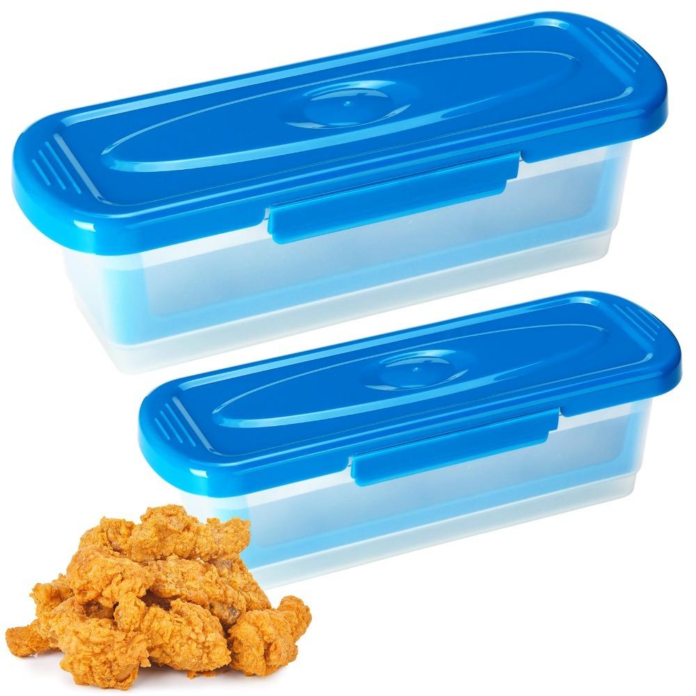 2 Piece Rectangular Fried Fish Batter Bowl Leak-proof with Sieve Tray Fish Breader Batter Bowl Large Capacity Plastic