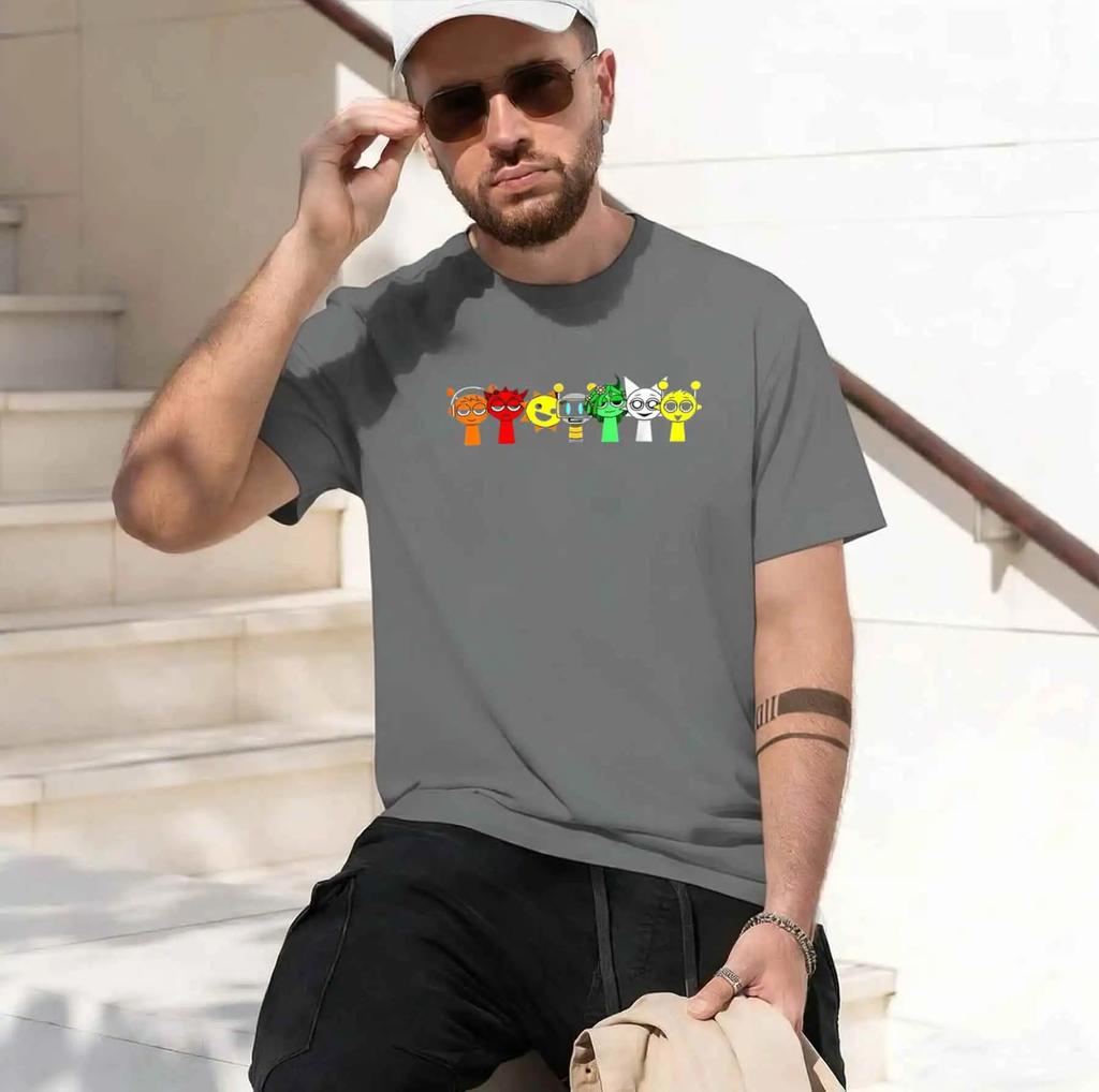 2026 New Model Sprunki B Eats Funny Sprunki Game Tshirt Print Blend Tshirt Casual Comfortable Short Sleeve Tee For Unisex Machin