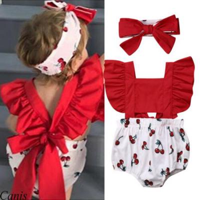 2 Stücke Neugeborenen Kinder Baby Mädchen Rüschen Strampler Big Bow Bodysuit Outfits Sommer Set