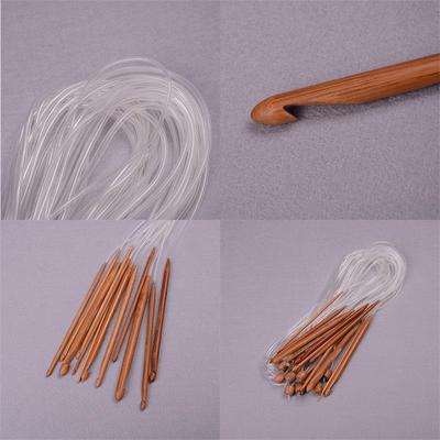 1.2M 48" 12 tamanhos diferentes/conjunto de ganchos de crochê com agulha de bambu carbonizado tunisino