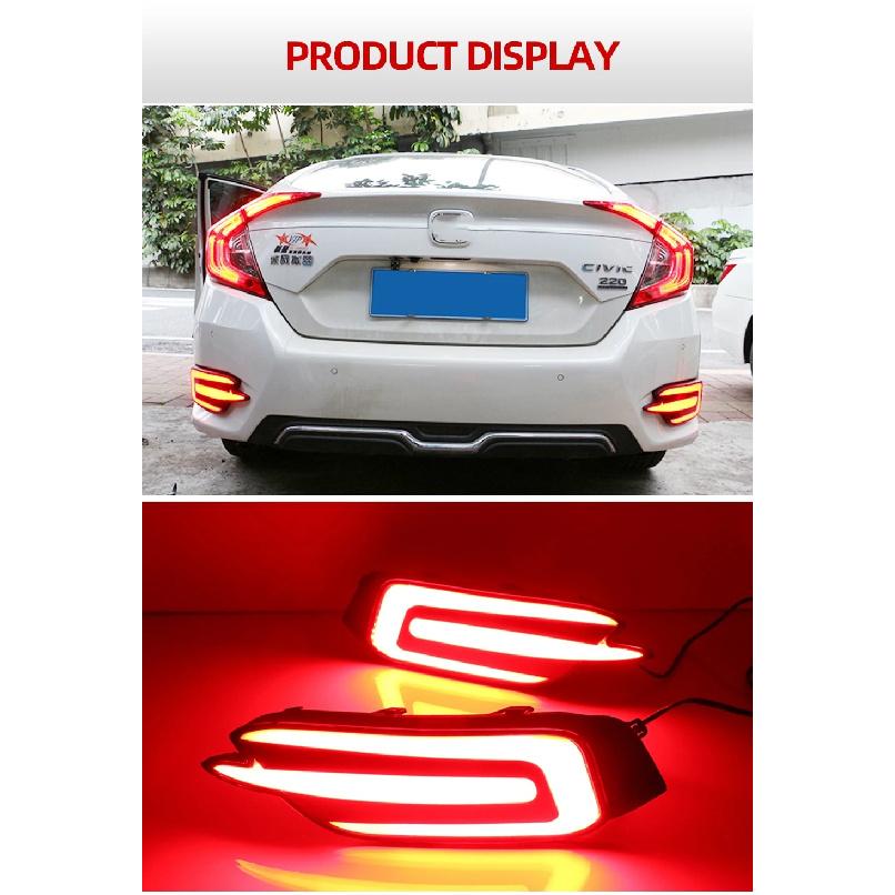 Car Flashing 1 Pair For Honda Civic 2016 2017 2018 Reflector Car LED Tail Light Rear Fog Lamp Bumper Light Auto Bulb Brake Light