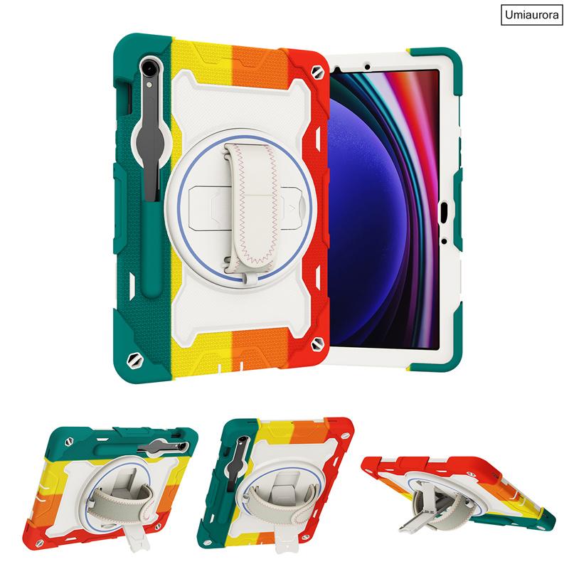 For Samsung Tab S7 S8 S9 FE Plus S10 Ultra SM-X920 12.4" SM-X820 X610 X520 Shockproof Stand Strap Tablet Case Rugged Cover Funda